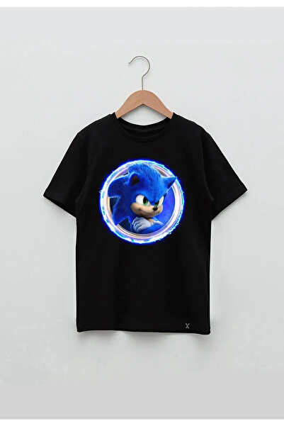 THİS GYOX تي شيرت للأطفال مطبوع عليه سونيك