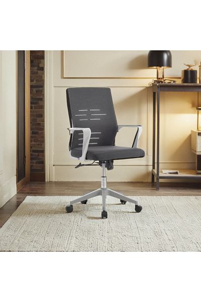 Ebticar Grey Office Chair with Armrests and Metal Legs on Wheels