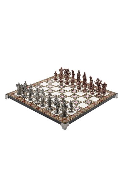 Cooper Chess 37cm Mosaic Patterned Bronze Medieval British Royal Army Figure Chess Set Decorative Gift