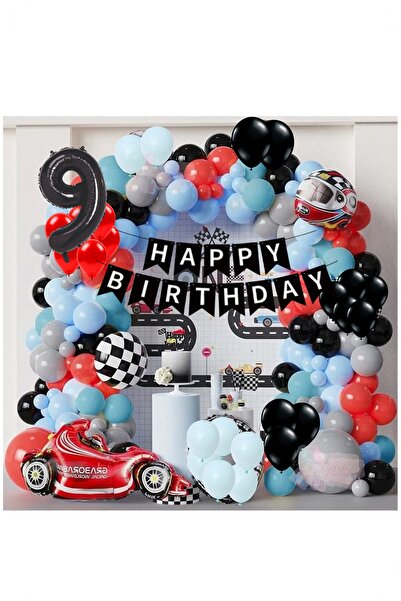 Partile Yarış Arabası Yaş Rakamlı Doğum Günü Konsepti Parti Eğlence Kutlama S...