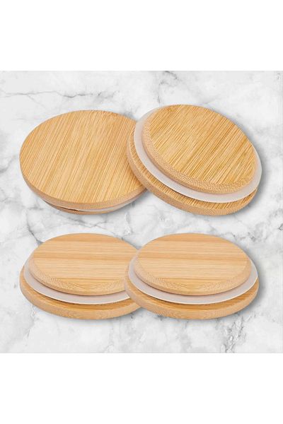 BÜYÜLÜ HOME Bamboo Vacuum Jar Lid 4 Pieces