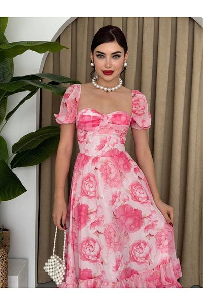 Moda Asmira Chiffon Fabric Digital Pattern Printed Dress