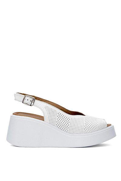 Pierre Cardin PC-54587 Sandale de damă din piele naturală cu toc pană, albe