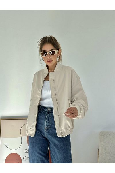 MODA Μπουφάν Bomber με μπεζ μέρος Equri