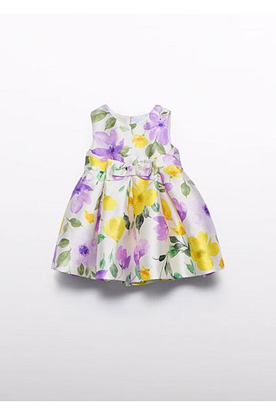 Abel & Lula Lula Baby Girl Yellow Lilac Taffeta Back Detail Dress L25Y5019