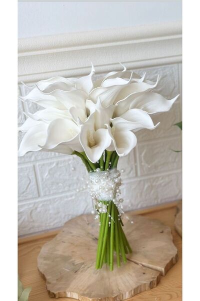 Genel Markalar Gala İncili Gelin Buketi ve Damat Yaka Çiçeği - Gelin Çiçeği Seti