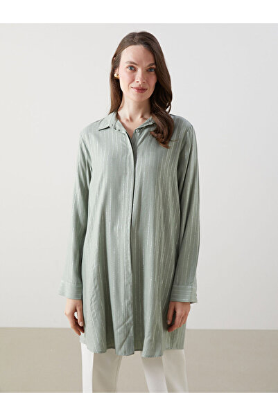 LC Waikiki Green Striped Women's Shirt Tunic