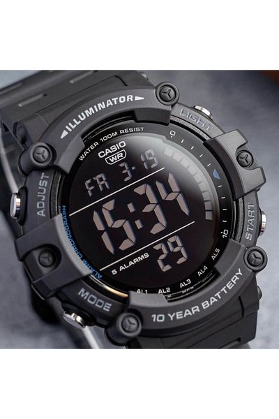 Casio Casio Men's Digital Rubber Strap Watch Ae-1500Wh-8Bvdf