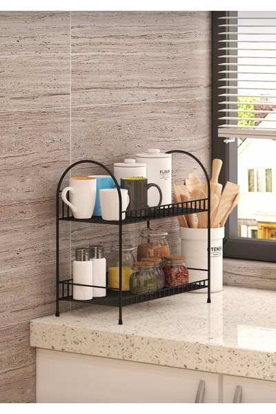 ARSPOLO İKİLİ METAL MUTFAK BANYO ÇOK AMAÇLI TEZGAH ÜSTÜ RAFI