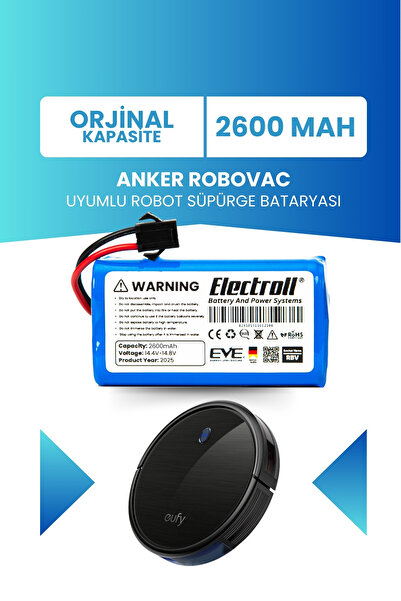 eufy Anker Robovac Batarya (ORJİNAL KAPASİTE) 2.600mah Pil Akıllı Robot Süpür...