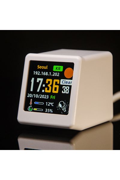 GEEKMAGIC White GeekMagic Ultra Smart WiFi Weather Forecast Station Bed Clock for Desktop Decoration, photo Al