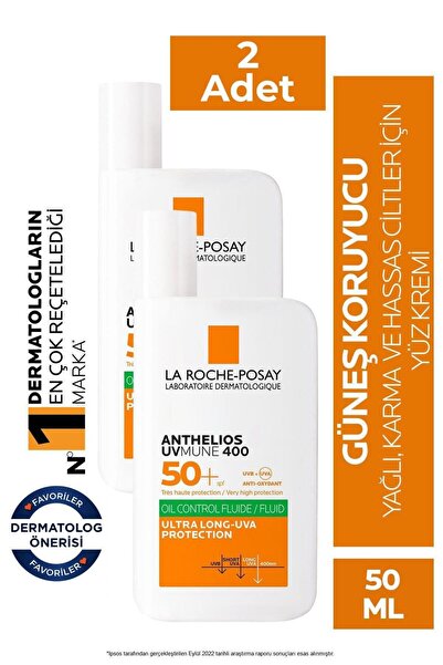 La Roche Posay Anthelios Uvmune 400 Oil Control Fluid Güneş Kremi Spf50+ 50ml 2 Adet