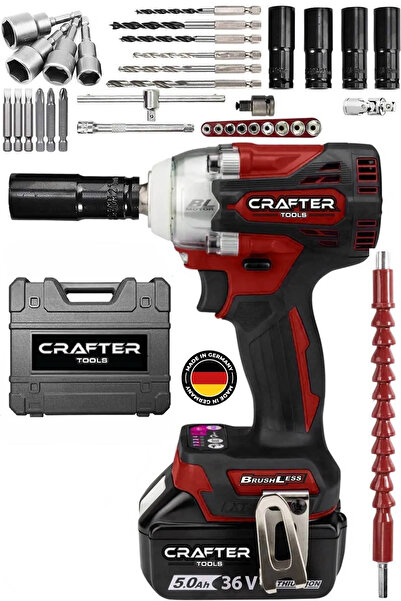 CRAFTERTOOLS Germany 450 Nm 36 Volt 5 Ah Şarjlı Torklu Somun Sıkma Bijon Sökme Kömürsüz Matkap