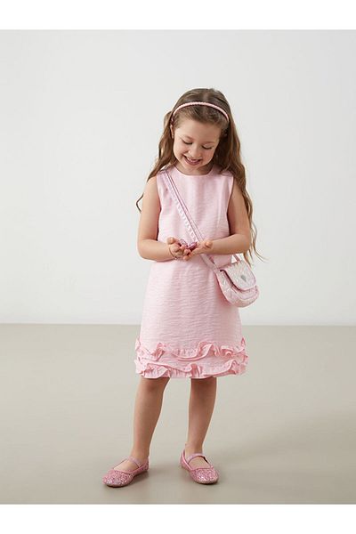 LC Waikiki New Season Crew Neck Cotton Girl's Dress - S5Be58Z1