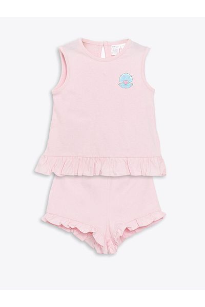 LC Waikiki Crew Neck Baby Girl Blouse and Shorts 2-Piece