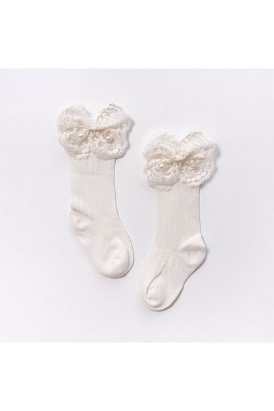 ministok Pearl Lace Bow Socks