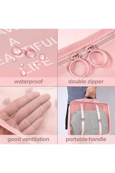 COOYA 7 Set Travel Cubes,Tear-Resistant Nylon Fabric,Soft Mesh Top Keeps Clothes Dry,Odor Free