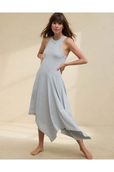 AMERICAN EAGLE Aerie Tank Asymmetric Midi Dress