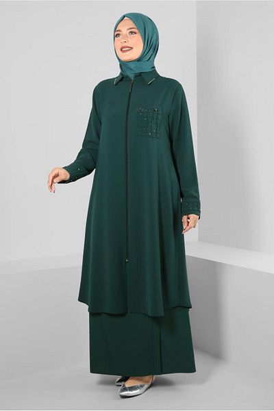 Alvina ZIPPERED STONE DETAILED CLOTH 20374
