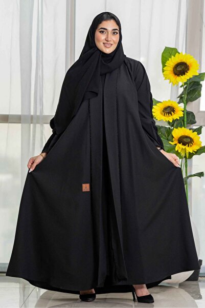 Zahya Abaya عباية كلوش بتدخيلات كسرات مع شك كرستال على الأكمام