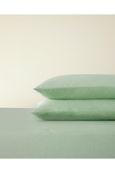English Home 2 Plain Cotton Double Fitted Sheets 160X200 cm - Heritage Green