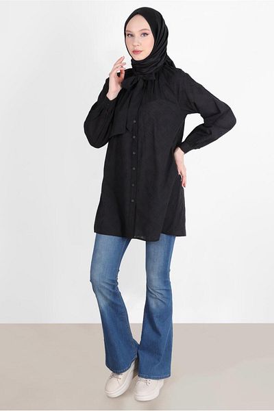 Alvina BINDING DETAIL BUTTONED COTTON TUNIC 42682