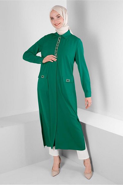 Alvina STONE PRINTED HIDDEN BUTTON TUNIC 43533