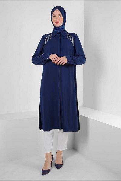 Alvina STONE TASSEL DETAILED SIDE SLIT TUNIC 43545
