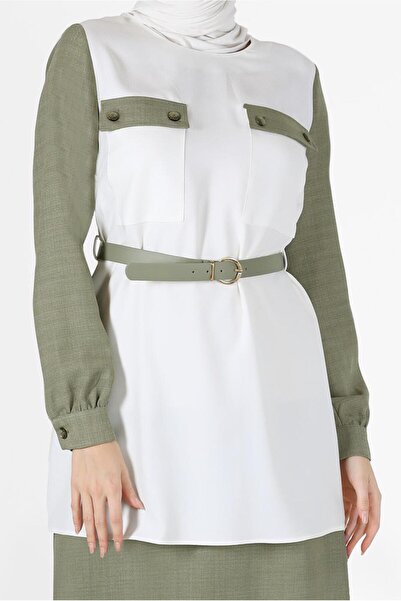 Alvina Detailed Belted Double Skirt Suit 42170