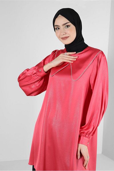 Alvina تونيك فضي بتفاصيل ياقة 43818