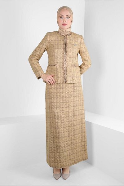 Alvina Σετ Tweed με Λεπτομέρεια Καρφίτσας και Φούστα 30403