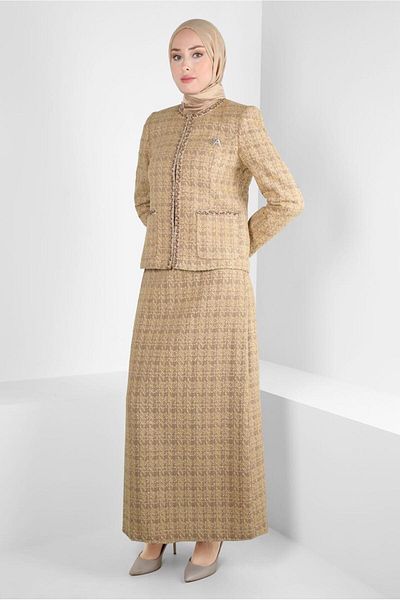 Alvina Σετ Tweed με Λεπτομέρεια Καρφίτσας και Φούστα 30403
