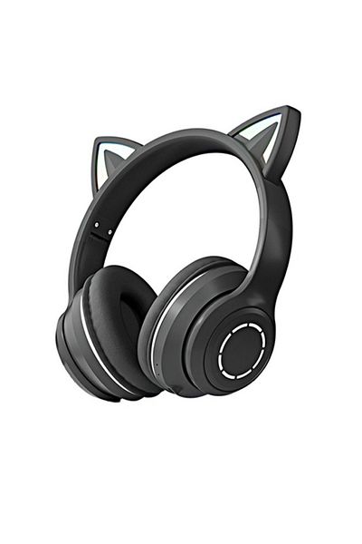 FlashHawk Bluetooth Over-Ear Headphone,RGB Cat-Ear Stereo Sound Headset,TF card/Wired/Wireless Mode-Black