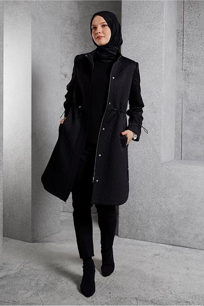 Alvina Quilted Patterned Trench Coat 10929
