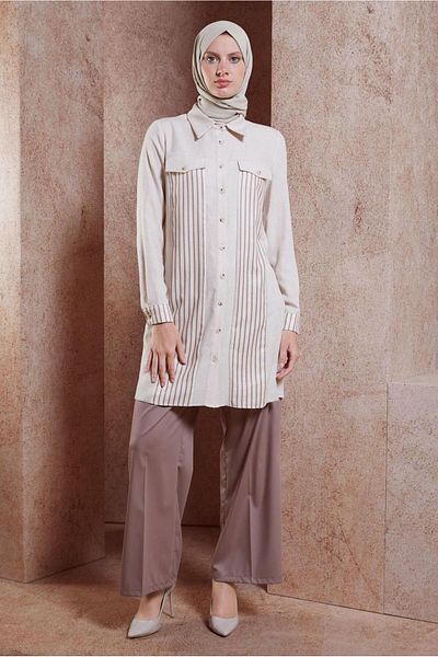 Alvina Striped Linen Effect Tunic 44541