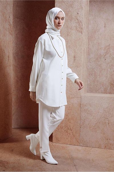 Alvina 45068 Model Shirt Collar Tunic