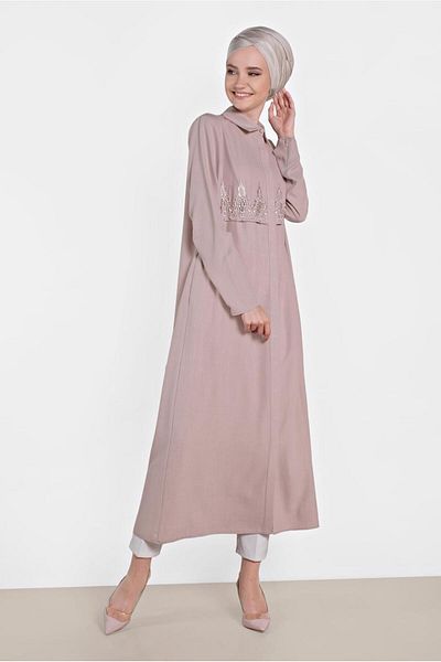 Alvina Embroidered Tunic with Cuffs Zipper 4457