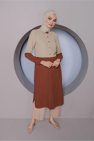 Alvina 2 Color Tunics with Buttons 41391