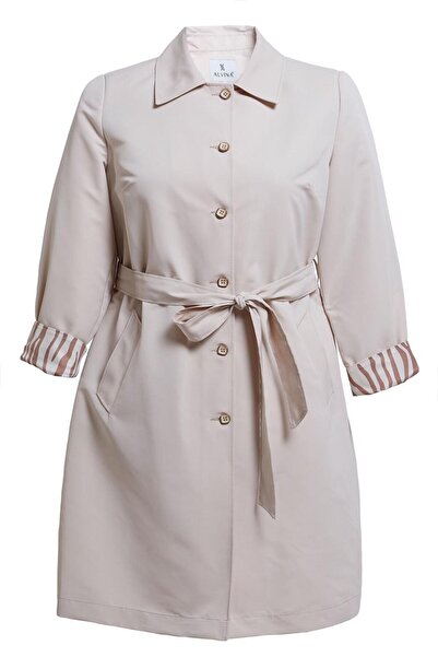 Alvina KUŞAKLI BÜYÜK BEDEN TRENÇKOT 10892