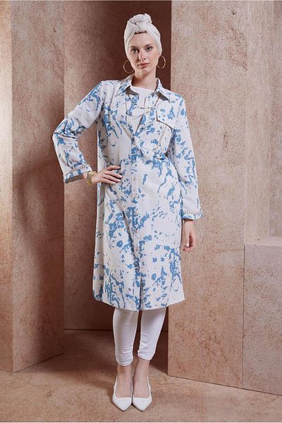 Alvina 44673 Model Linen Textured Saw Tunic