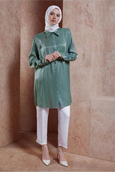 Alvina 70741 Model Satin Textured Carrot Pants