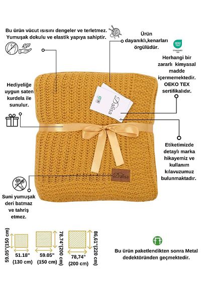 DALİSA Rebecca Knitwear Soft Knitted Bed and Sofa Cover