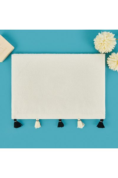 Evidea Soft Thea Tasseled Hand Towel - White - 30X40 cm