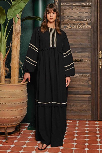 Hooopstore Λινό Φόρεμα Μαρόκο - Μαύρο