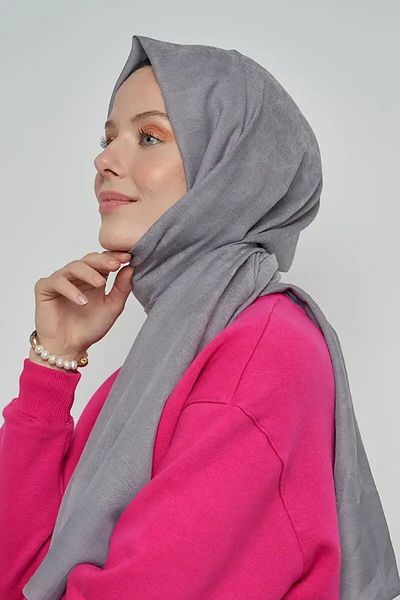 ED Scarf Μοτίβο από βαμβακερό σάλι - καπνιστό