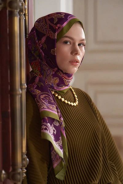 ED Scarf Πράσινο Μωβ Heritage Alâ Σάλι