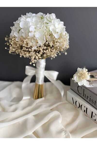 Gürlek Home Gelin Buketi Islak Lale Inçıli Beyaz Damat Yaka Çiçeği...