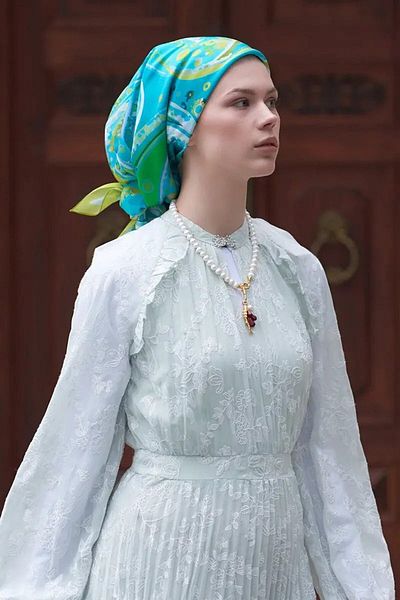 ED Scarf Eșarfă modal cu model sofisticat - Ocean