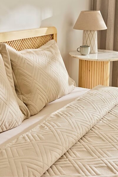 Kaşmir Home Elza Tek Kişilik Yatak Örtüsü Takımı Bej