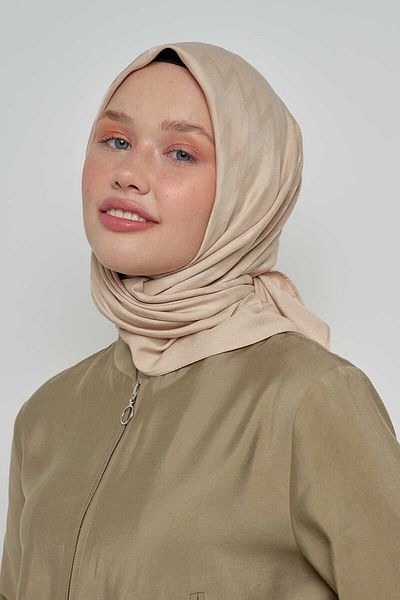 ED Scarf Μπεζ Χρώμα Βαμβακερό Φουλάρι με Ζιγκ-ζαγκ σχέδιο